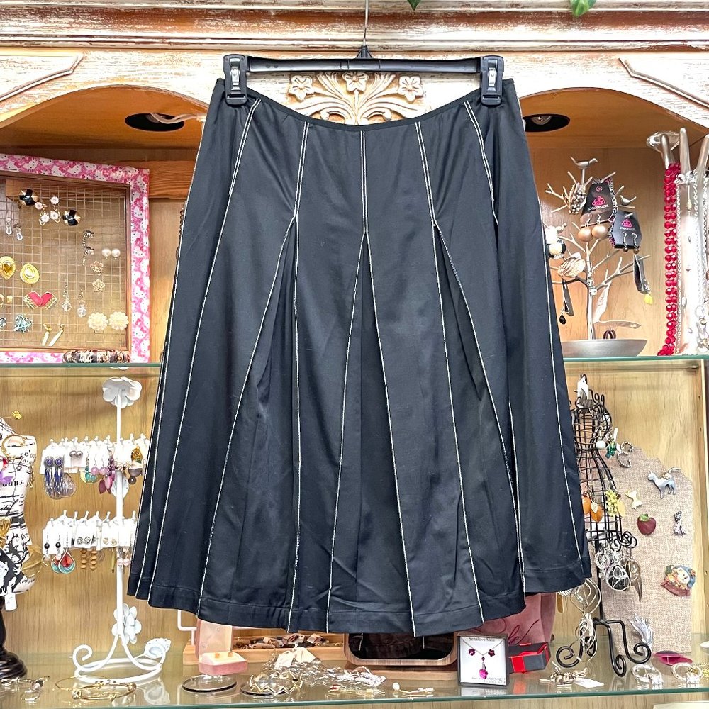 CLASSIC!! ST. JOHN COLLECTION Black Pleated Lined Skirt Size 12 EUC